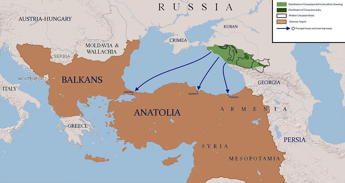 Circassian Exile Migration Paths